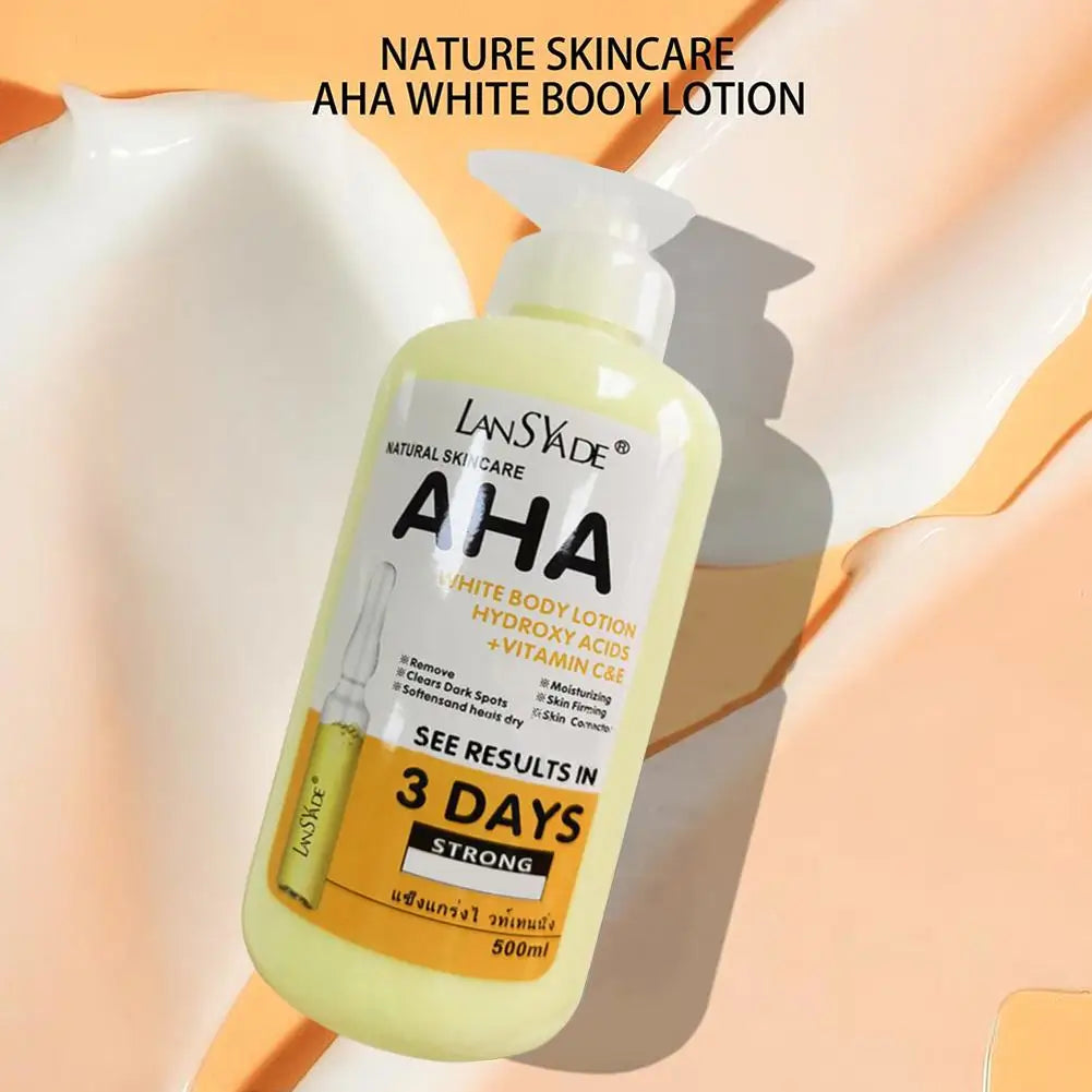 500ml Vitamin C Body Cream Whitening Hydroxy Acids VE Remove Acne Marks Deep Moisturizing Lightening Body Lotion Skin Care