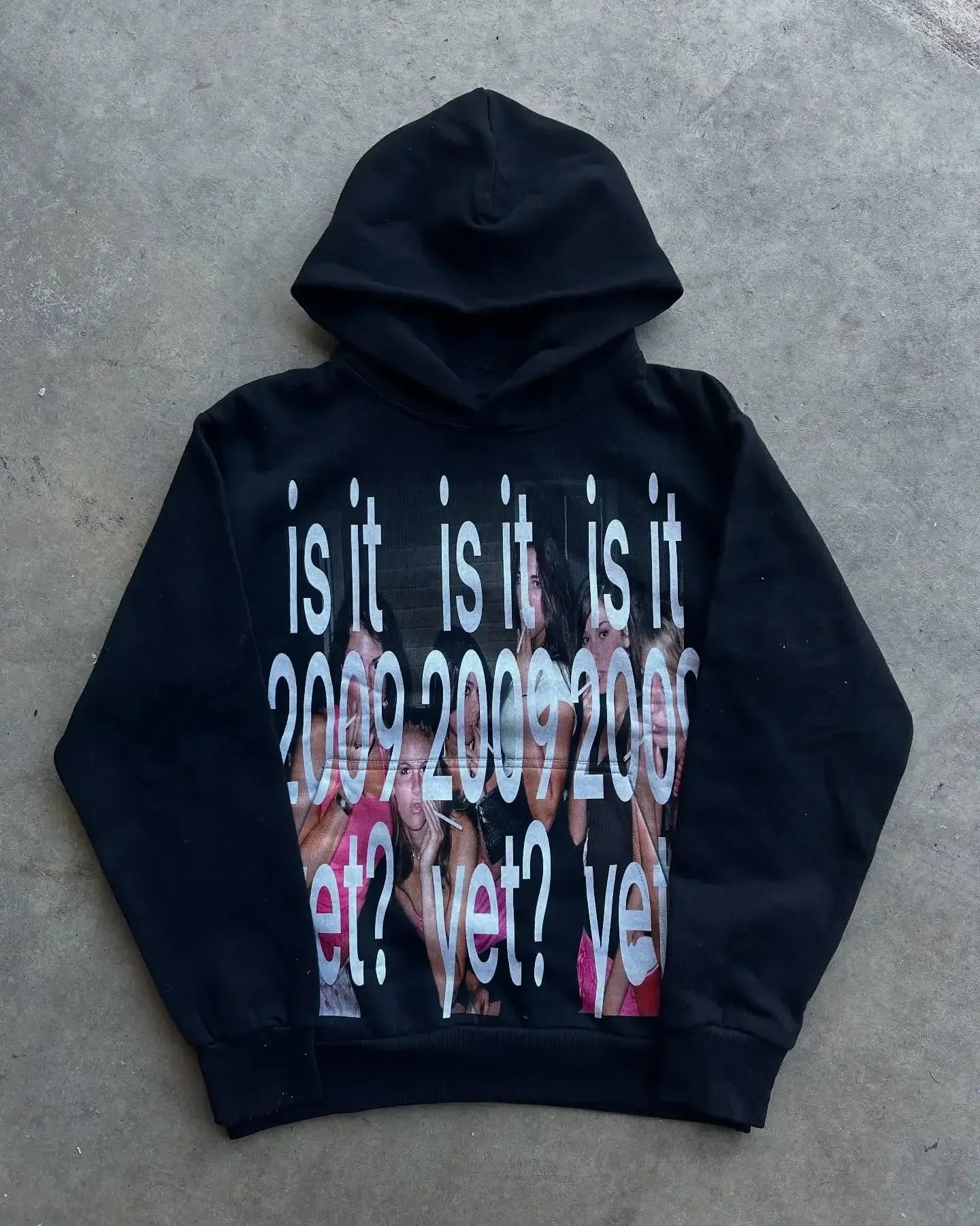 Mens Black Hooded Sweatshirt Green Head Character Graphic Red Text Print American Style Unique Creative Loose Fit Trendy Casual