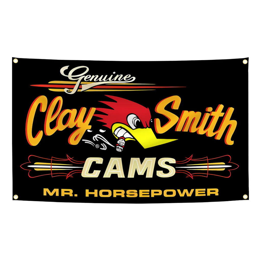 90x150cm Mr.Horsepower Clay Smith Cams Flag Tapestry Polyester Digital Printing Banner for Garage Wall Art Out Door Decoration
