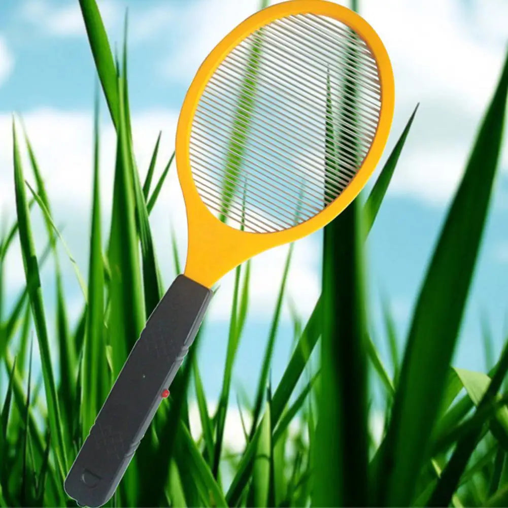 1pc Yellow Electric Mosquito Swatter Steel Mesh Stripes 1500-2000V High Voltage Powerful Shoc Kitchen Home Camping