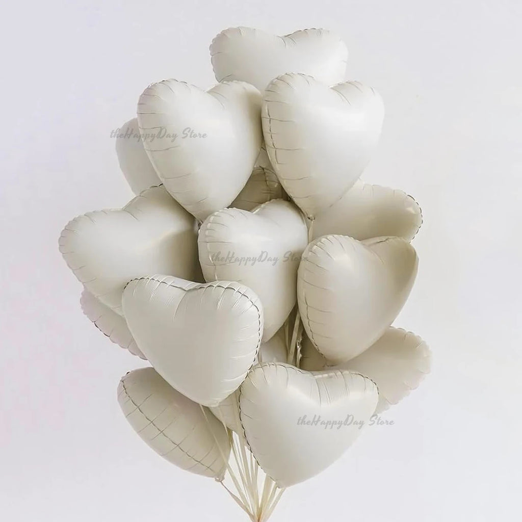 10/5/1Pc Brown Beige Cream 18inch Heart Balloons Cream Number Balloons 1 2 3 4 5 6 Birthday Number Foil Balloon Helium Air Globo