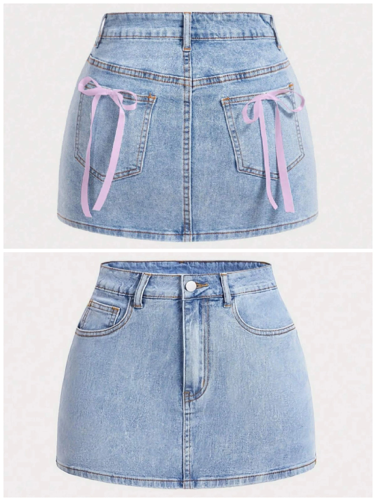 Women's Y2K Light Blue Denim Mini Skirt High Waist A-Line Skirt