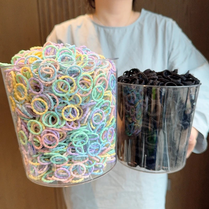[50/100Pcs] Baby Rubber Band Does Not Hurt The Hair Small Thumb Ring High Elastic Thread Toddler Seamless Scrunchies Set