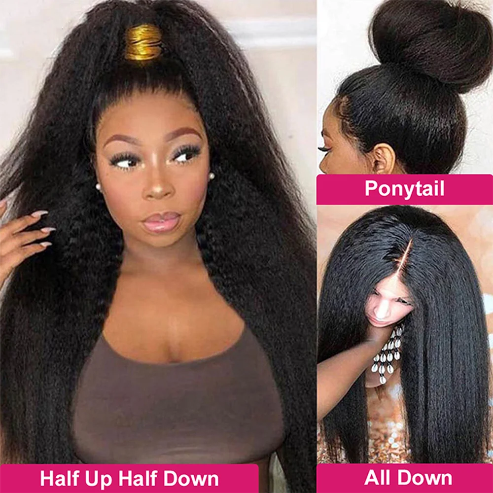 Kinky Straight Glueless Lace Front Wig
