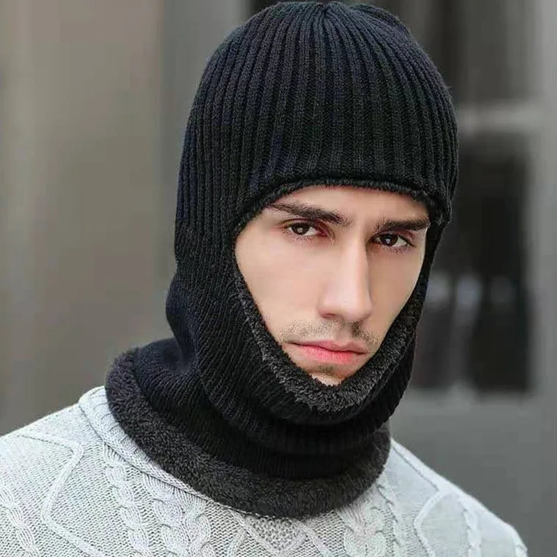 Winter Kintted Thicken Balaclava Full Face Mask Windproof Warm Outdoor Cycling Ski Hat Women Men Coldproof Running Earmuffs Hat