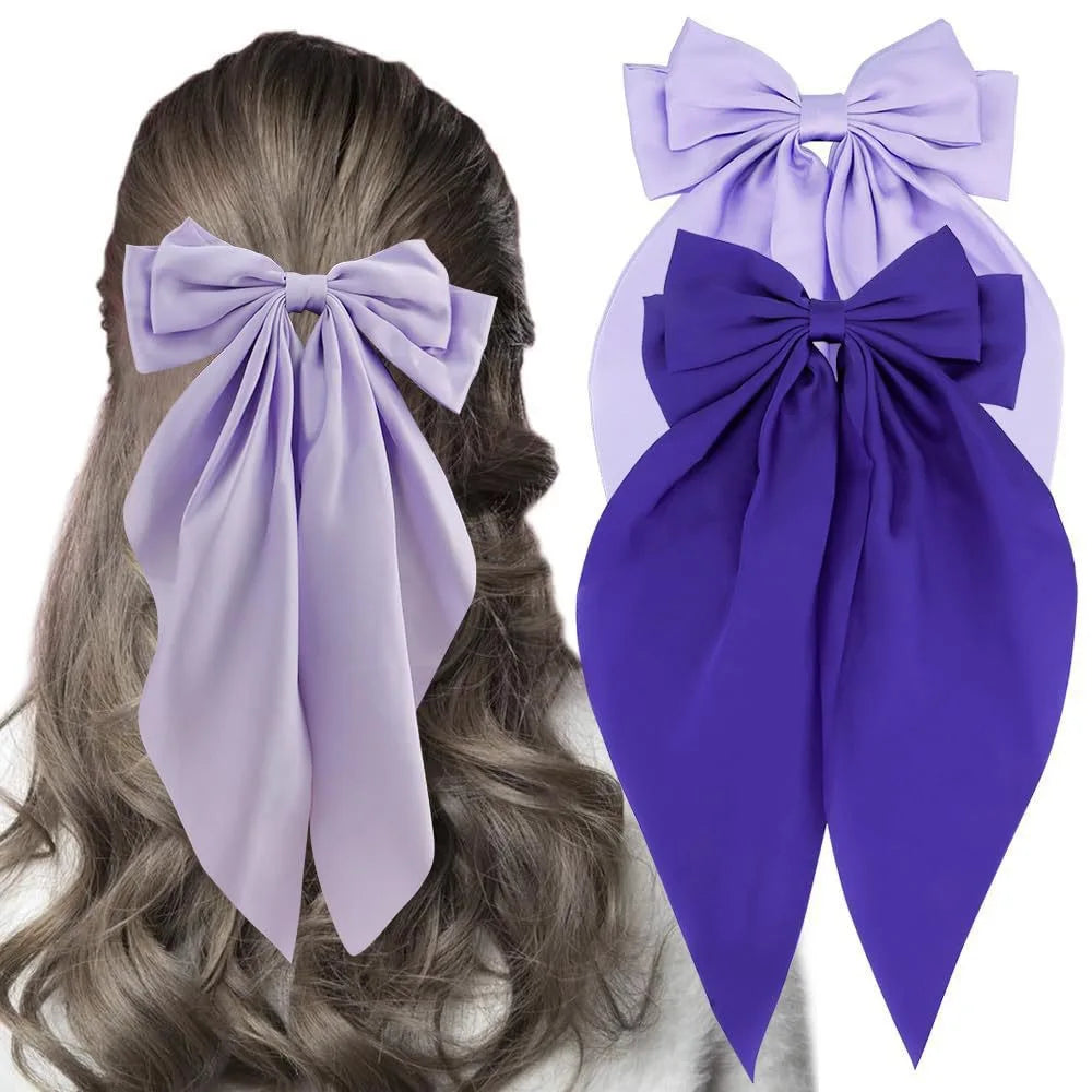 30 Solid Elegant Satin Bow Hairpin Women Girls Spring Hair Clips Headwear Ponytail Hairclips Barrettes Girls Hair Accessories