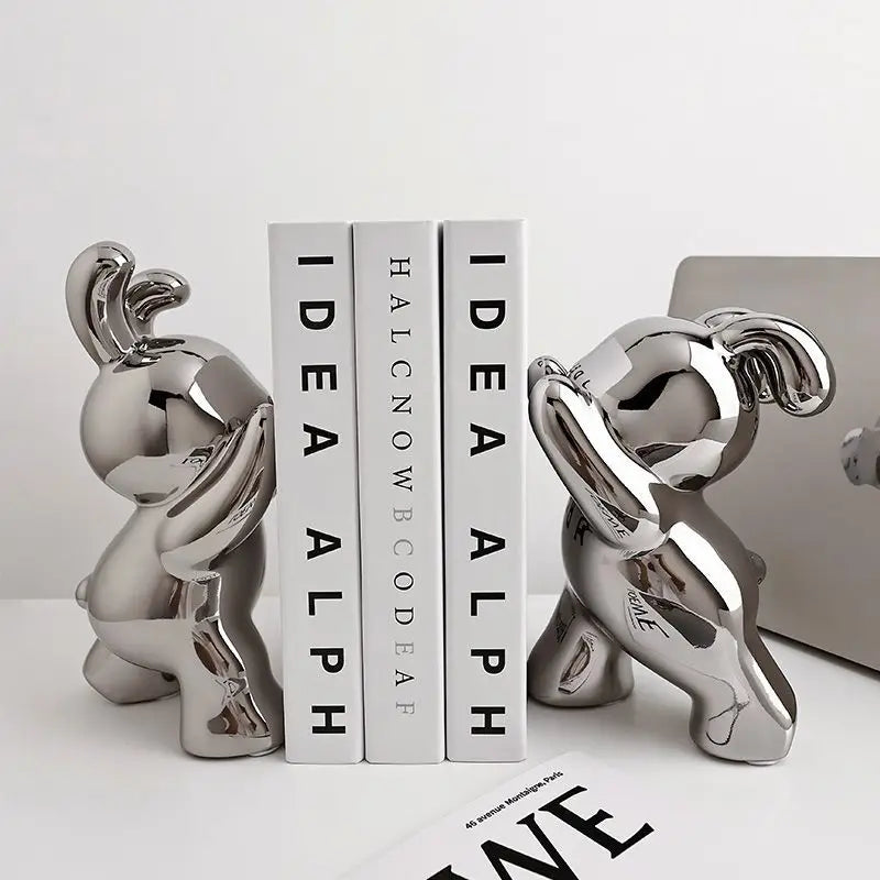 1 pair desk organizer Creative Rabbit Bookend Ceramic Ornament Desktop book holder Cute Gift simple nordic style book organizer
