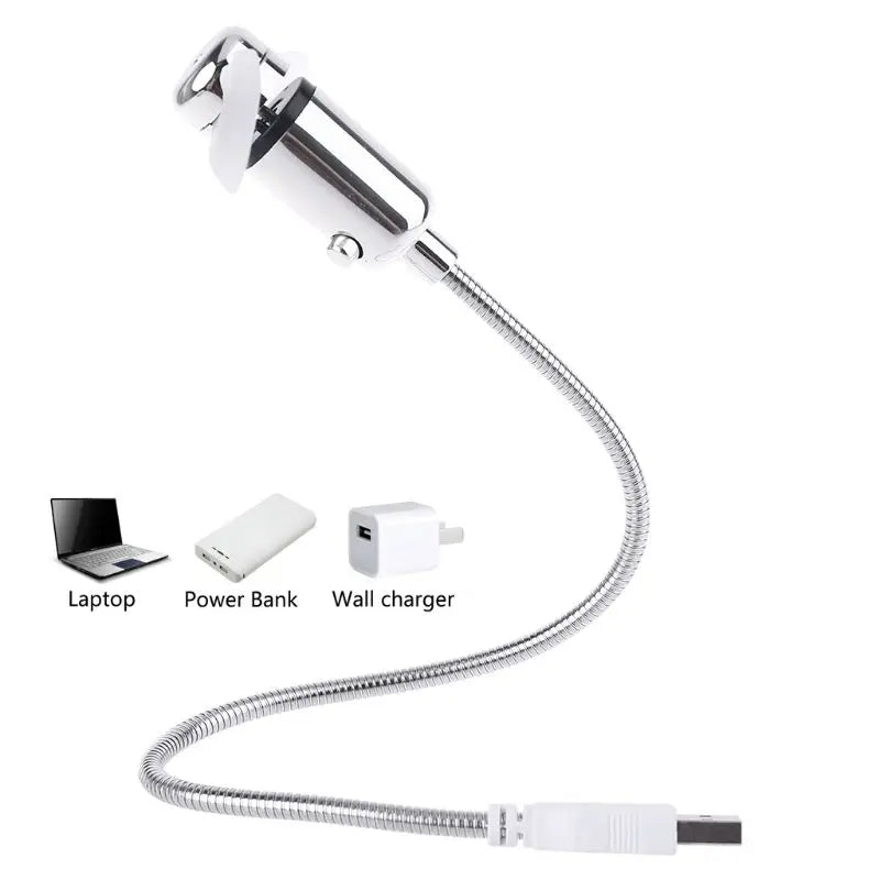 Mini Mobile USB Powered Cooling Fan Flexible Goose Neck Air Blower