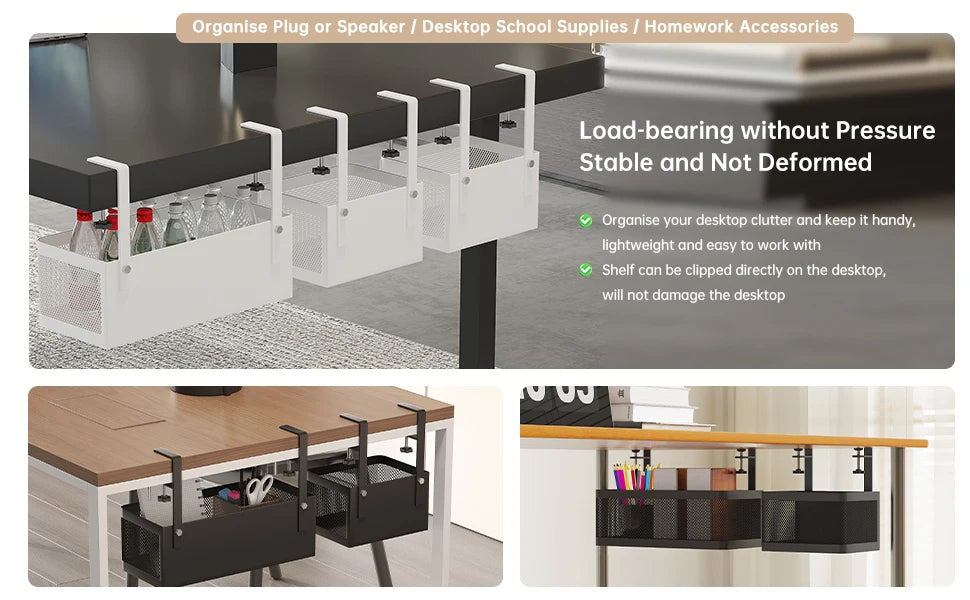 Under-Desk Storage Rack, Stationery Organizer, Gaming Desk, Desk Organizer, Under-Desk Hanging Basket, Box, Workstation Drawer