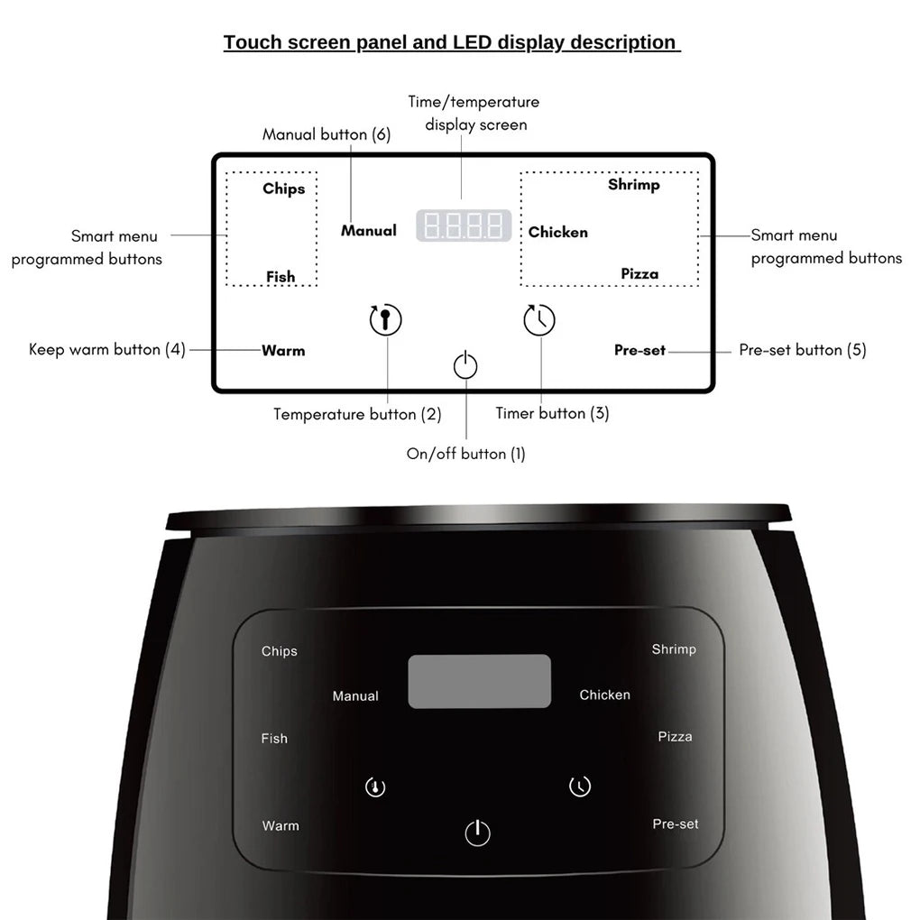 6L Air fryer Multi-functional intelligent touch screen oven Large
