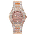 Iced Out Women Men Watch Square Diamondd Black Numbers Quartz