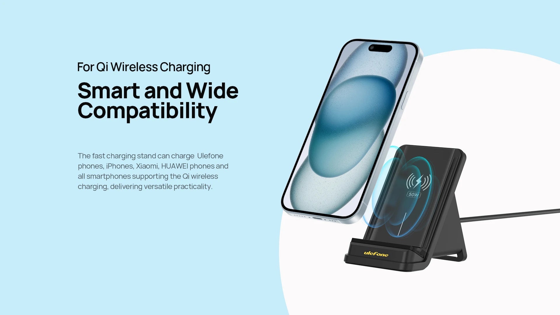 Ulefone WCS01 50W Air-cooled Wireless Charger Stand Ulefone Wireless Charging Phone Holder