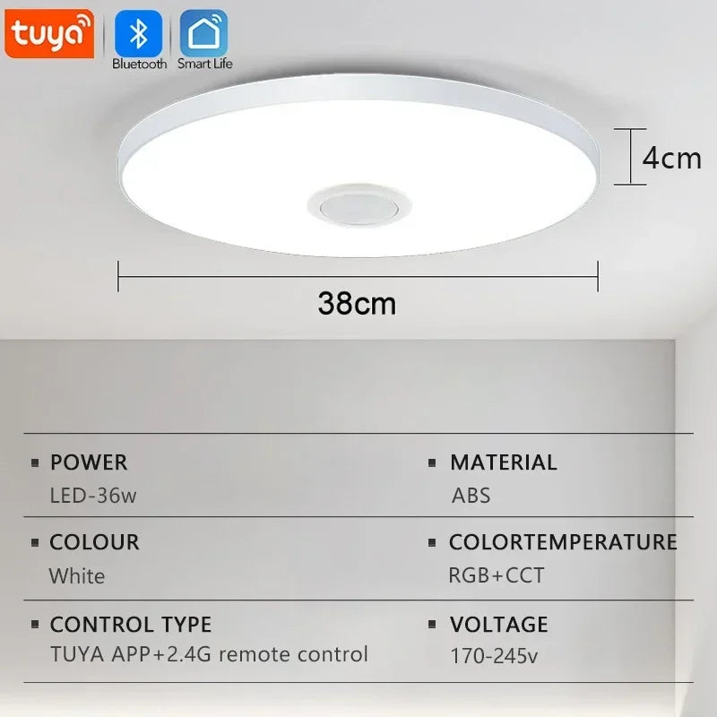 Tuya Smart Audio Ceiling Light APP Remote Control RGB Ambient Lamp Living Room Bedroom Home Decor LED Music Ceiling Lights
