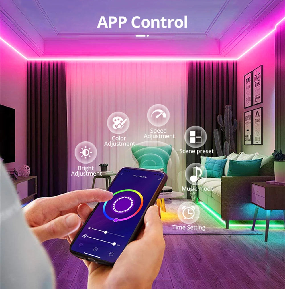 5V USB RGB Neon LED Strip Light 1M 2M 3M 4M 5M LED Neon Strip With App and 44key Remote Control For Home Decor Lights