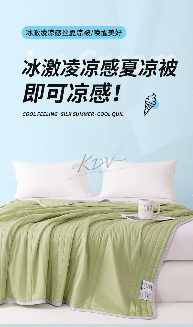 Solid Color Cooling Summer Blanket Soft Skin Friendly Breathable Thin Quilt Lightweight Washable King Air Conditioner Comforter