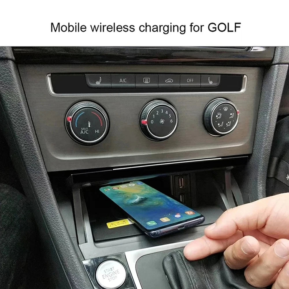 Moreway Car wireless charger For Volkswagen Golf 7 MK7 2014-2018 Charging pad Mobile phone Holder Fast charge Car interior