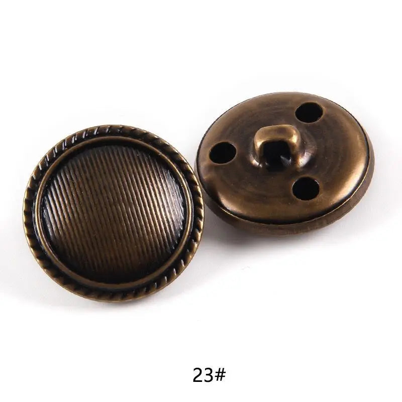 10pcs 15/20/25mm Metal Vintage Coat Suit Uniform Button Retro Copper Buttons Round Shank button DIY Sewing Ornaments
