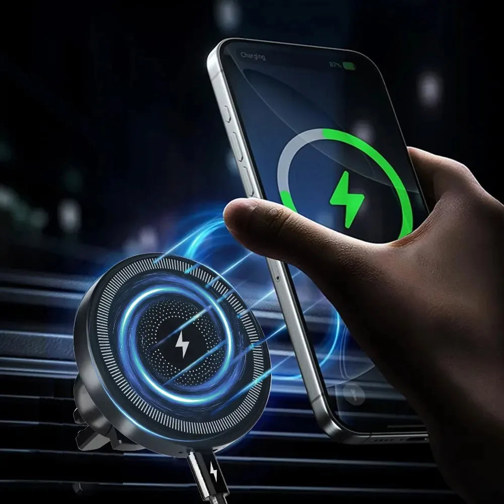 Car Magnetic Wireless Charger Air Vent Phone Holder Stand For Magsafe iPhone 17 16 15 14 13 12 Pro Max Air Outlet Fast Charging