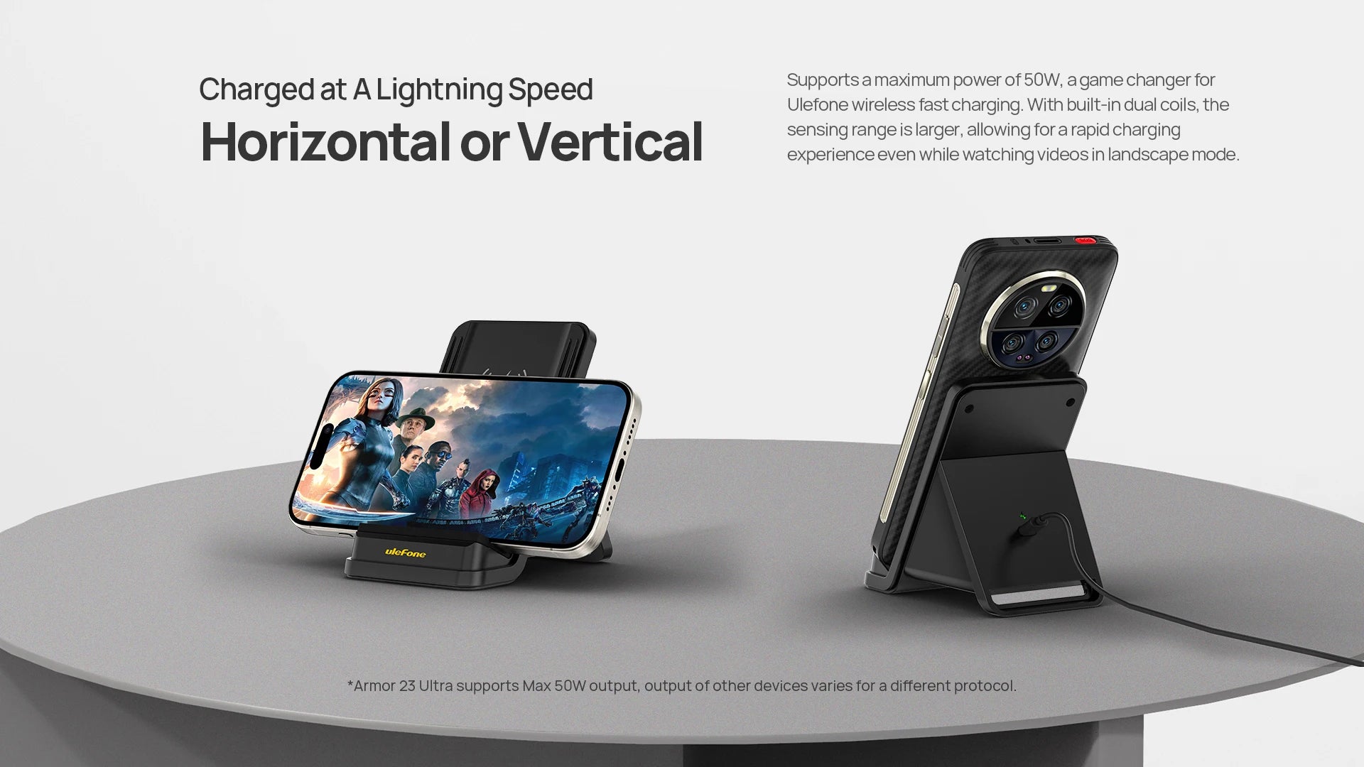 Ulefone WCS01 50W Air-cooled Wireless Charger Stand Ulefone Wireless Charging Phone Holder