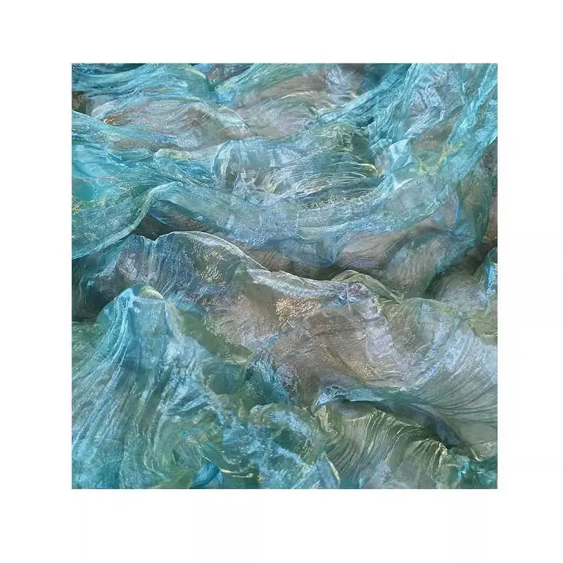 Ocean Wave Organza original irregular pressed pleated laser gradient fabric Lace pleated clothing designer fabric