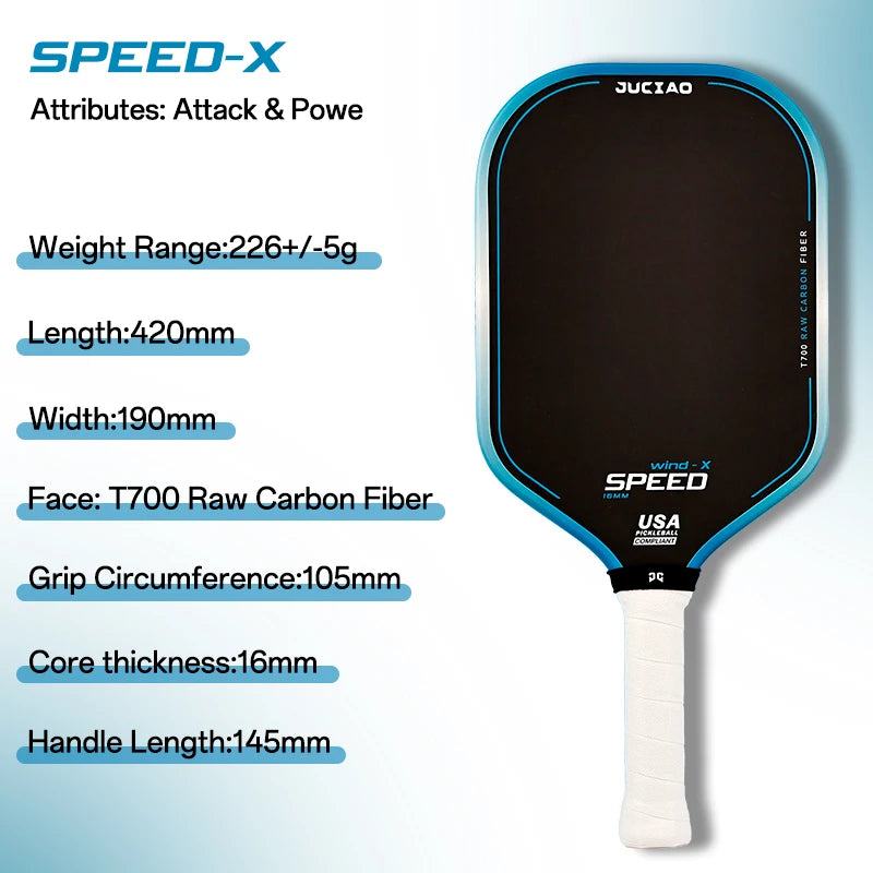 JUCiAO Gen3 Thermoformed T700 Raw Carbon Fiber Pickleball Paddle
