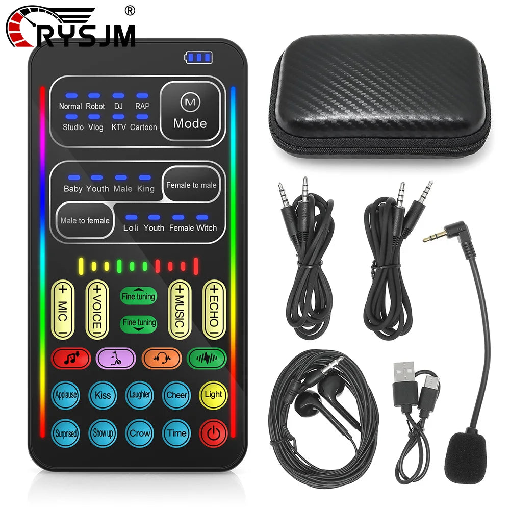 I9 Mini Voice Changer Live Sound Card + Headphones