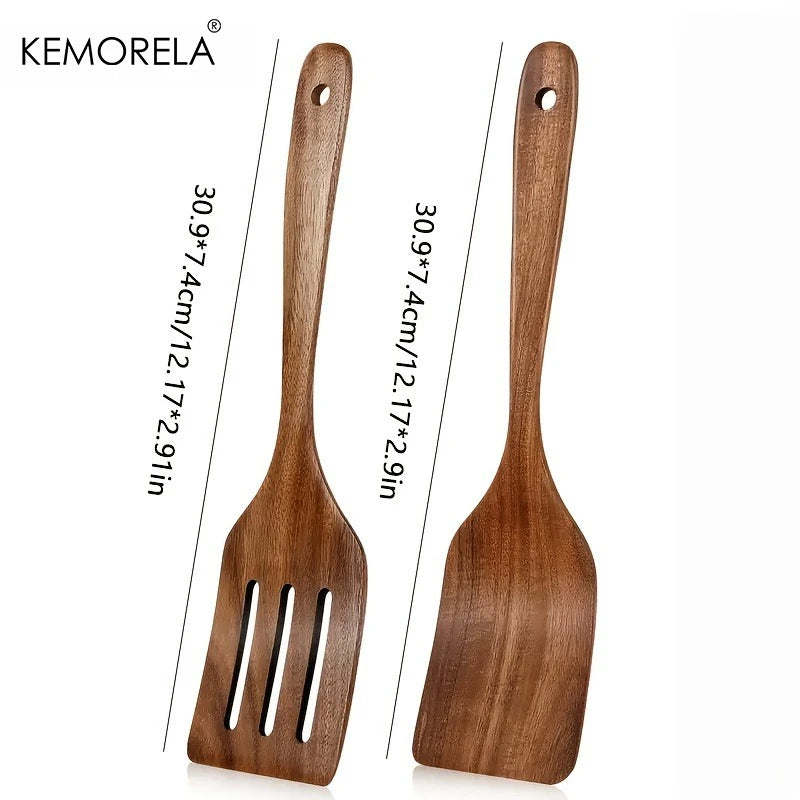 Wooden Cooking Spatula Set - Natural Wooden for Baking