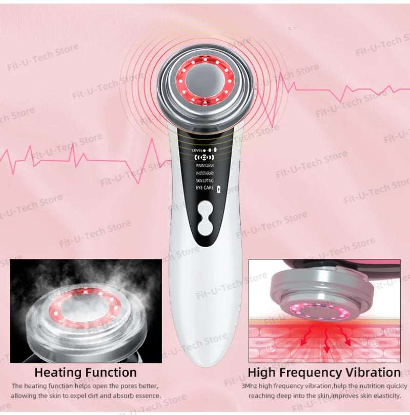 EMS Facial Massager LED Light therapy Sonic Ion Vibration Skin Tightening Face Lifting Anti Wrinkle Beauty Device Skin Care Tool