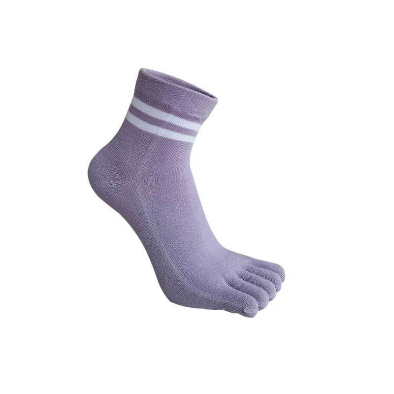 Cute Short Toe Socks Women Girl Cotton Striped Cat Love Fashion Sweat-Absorbing Anti-Bacterial Breathable Warm Five Finger Socks
