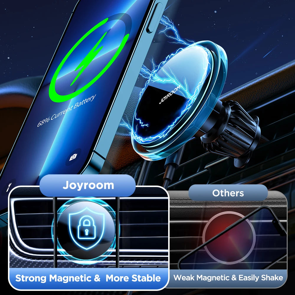 Joyroom Magnetic Car Phone Holder 1-2Pcs Wireless Charger For iPhone 15 14 13 Pro Max Fast Charging Car Charger Holder JR-ZS291