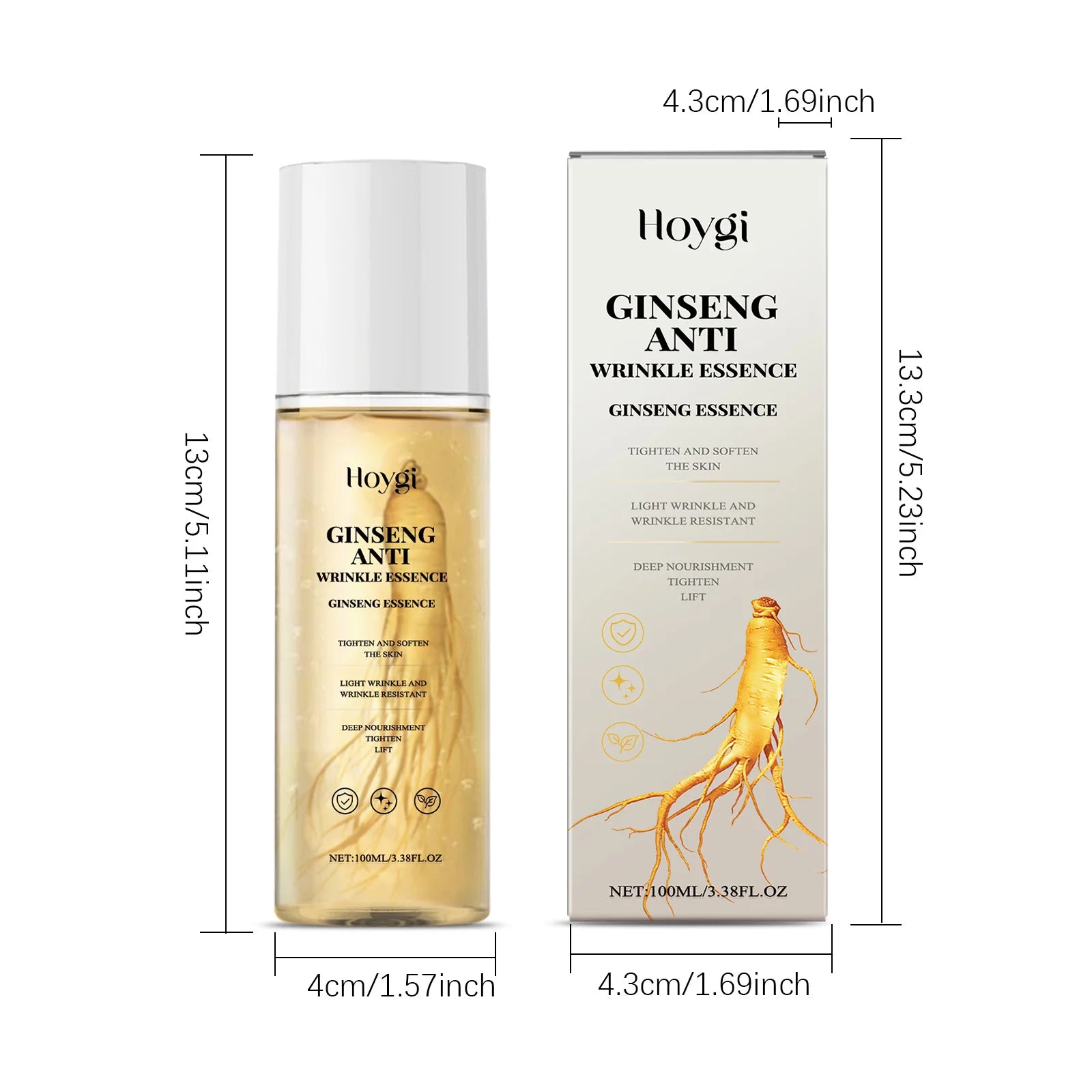 100ml Gold Ginseng Face Essence Polypeptide Lightning Moisturizing Smoothing Facial Serum for Skin Care Ginseng All Skin Types
