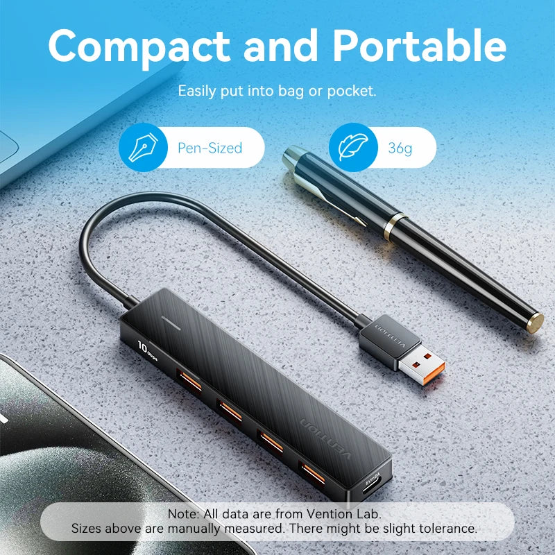 Vention Usb Hub 4 Port ABS Hub USB 3.2 10gbps for Laptop Multi