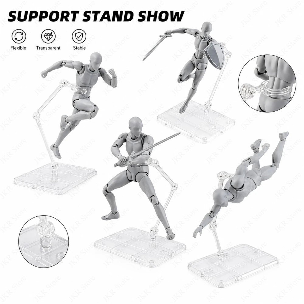 Clear Acrylic Action Figure Stand Assembly Display Holder Base