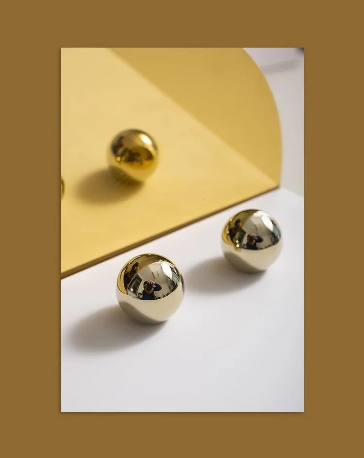 Santaya Brass Drawer Round Knobs Chrome Bright Silver Modern Minimalist Dresser Handle Single Hole Ball Kitchen Cabinet Pulls