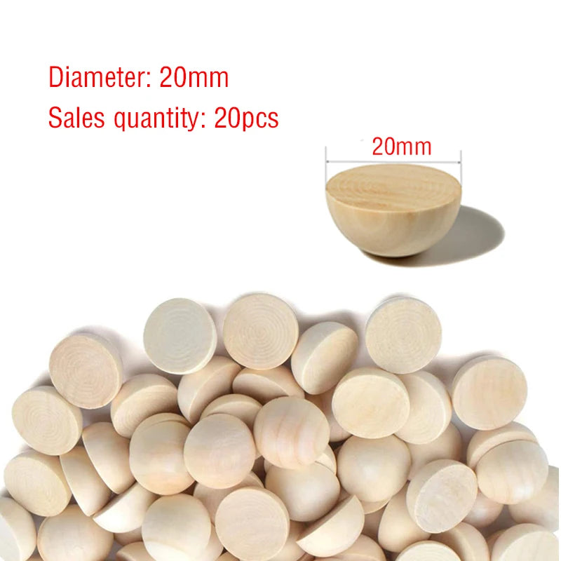 Half Wood Balls Bead Natural Half Wooden Balls Unfinished Split Wood Beads DIY Craft Arts Christmas Decor Half Round Wood Balls
