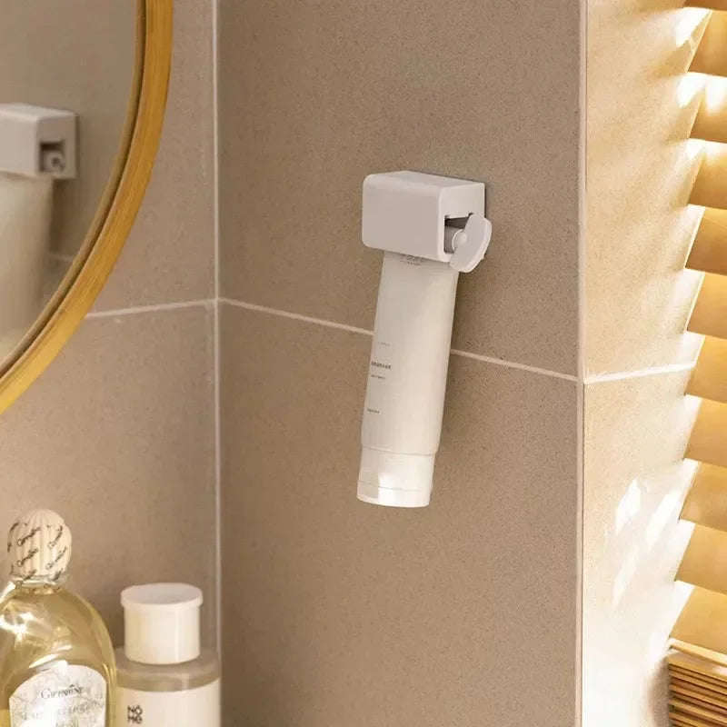 No Drill Wall Mounted Toothpaste Holder with Magnetic Sticker Bathroom Facial Cleanser Storage Rack  Toothpaste Squeezer