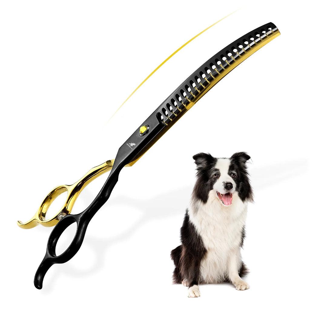 Grooming Scissors Japan Stainless 6.5" Professional Pet Scissors Curved Chunker Scissors for Groomer Bend Down Thinning Shears