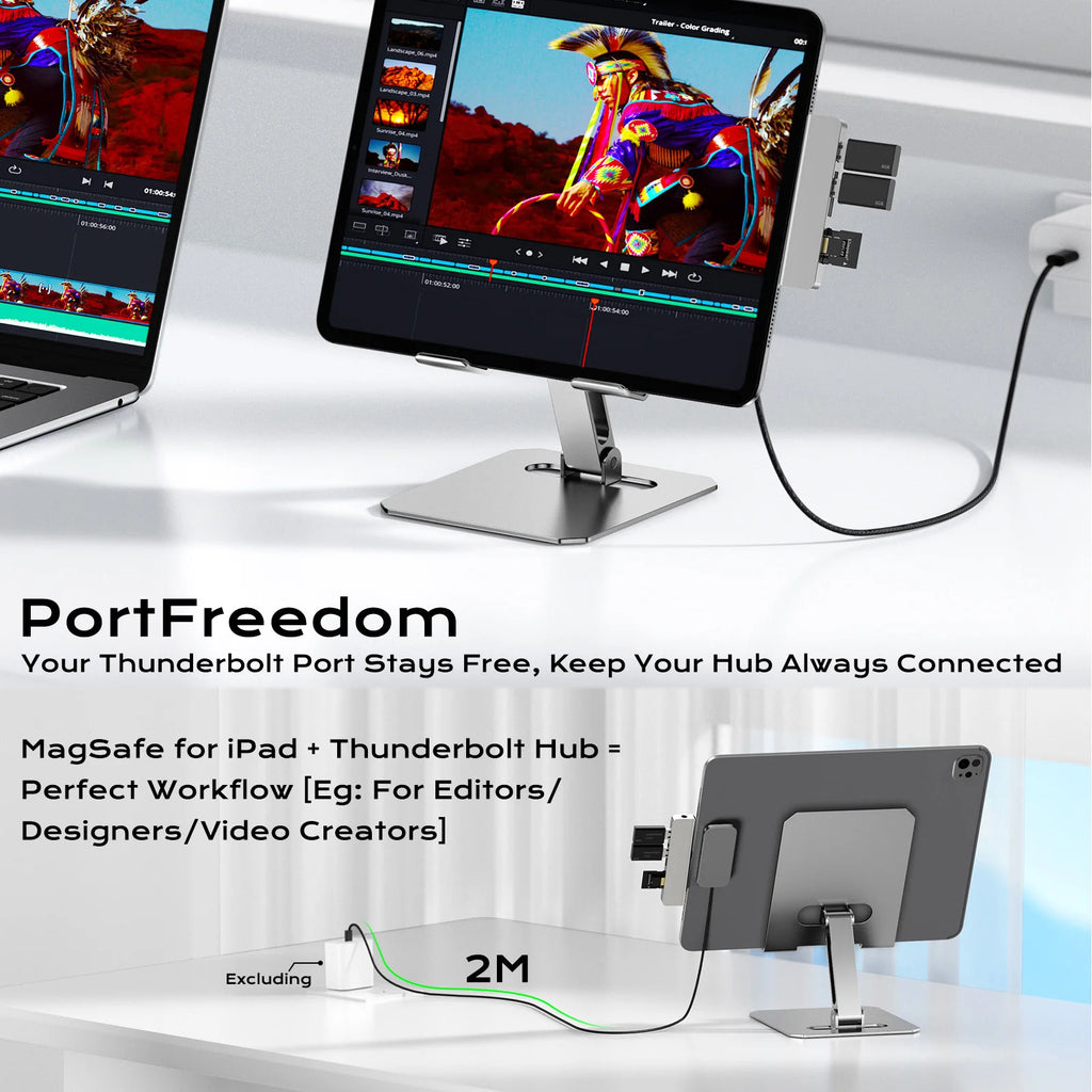 For iPad Pro Magnetic Wireless Charger Aluminum Alloy Fast Charging Smart Chargers With 2m Cord For iPad Pro 13"/11"/12.9"/10.9"