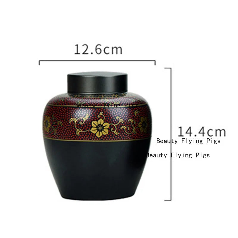 Black Urns for Ceramics Ashes Sealed Cremation Funeral Keepsake Human Pet Memorial Suitable Home Fireplaces Burial Ash Urn
