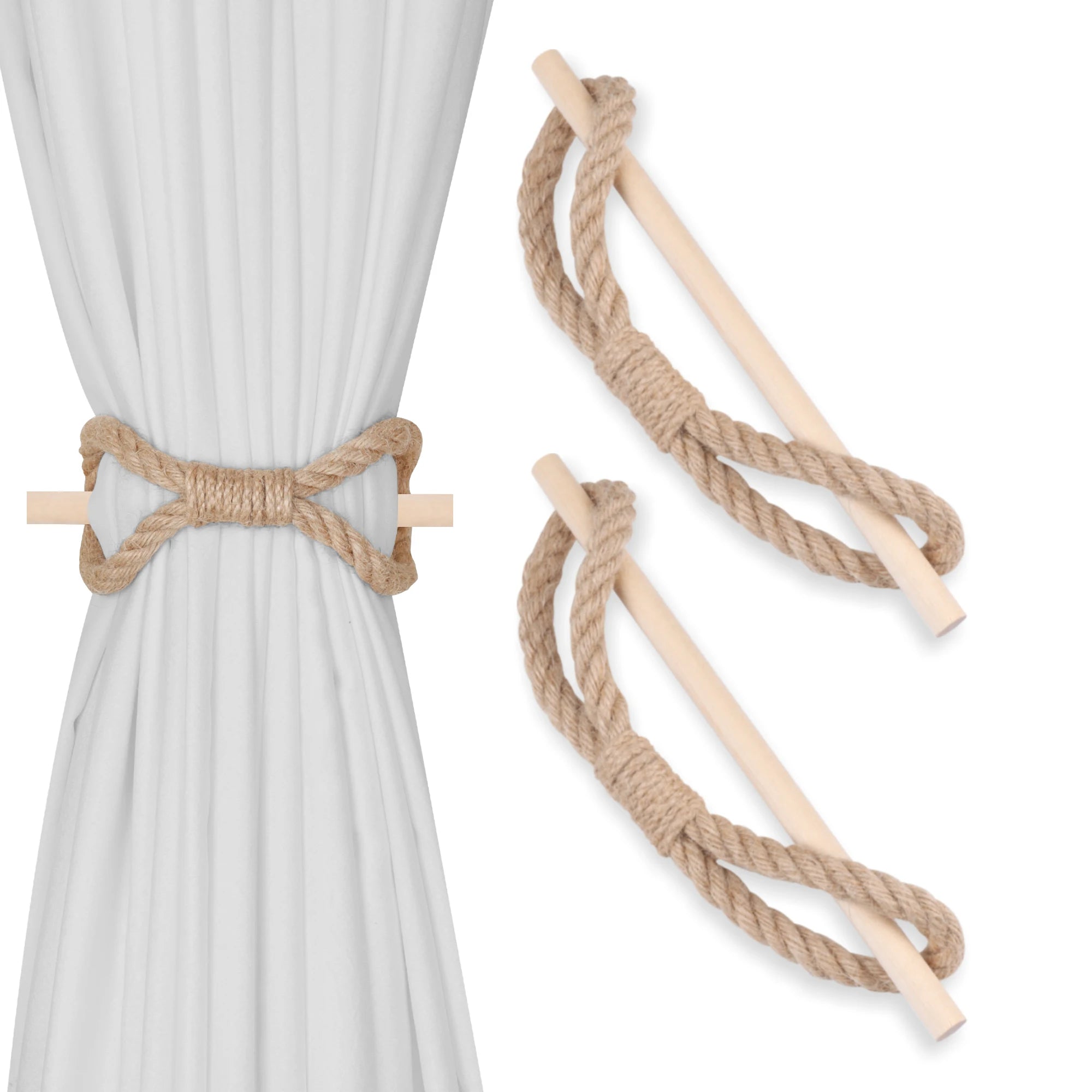 1pc Solid Wooden Stick, Simple Curtain Binding Rope, Curtain Tieback, Curtain Buckle Curtain Holdback For Room Decor home decor