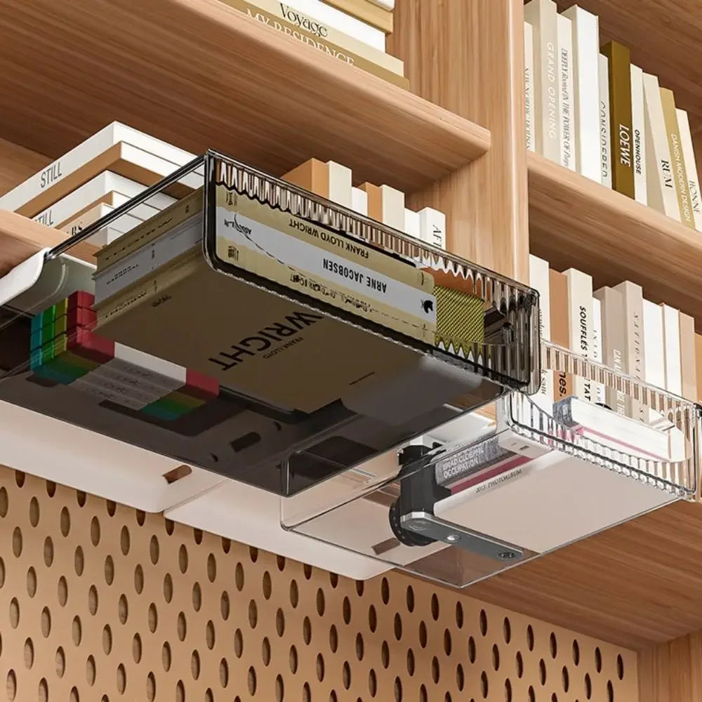 Drawer Storage Box Under Table Hidden Self-Adhesive Drawer Type Storage Cabinet Office Desk Organizing Large Capacity Drawer