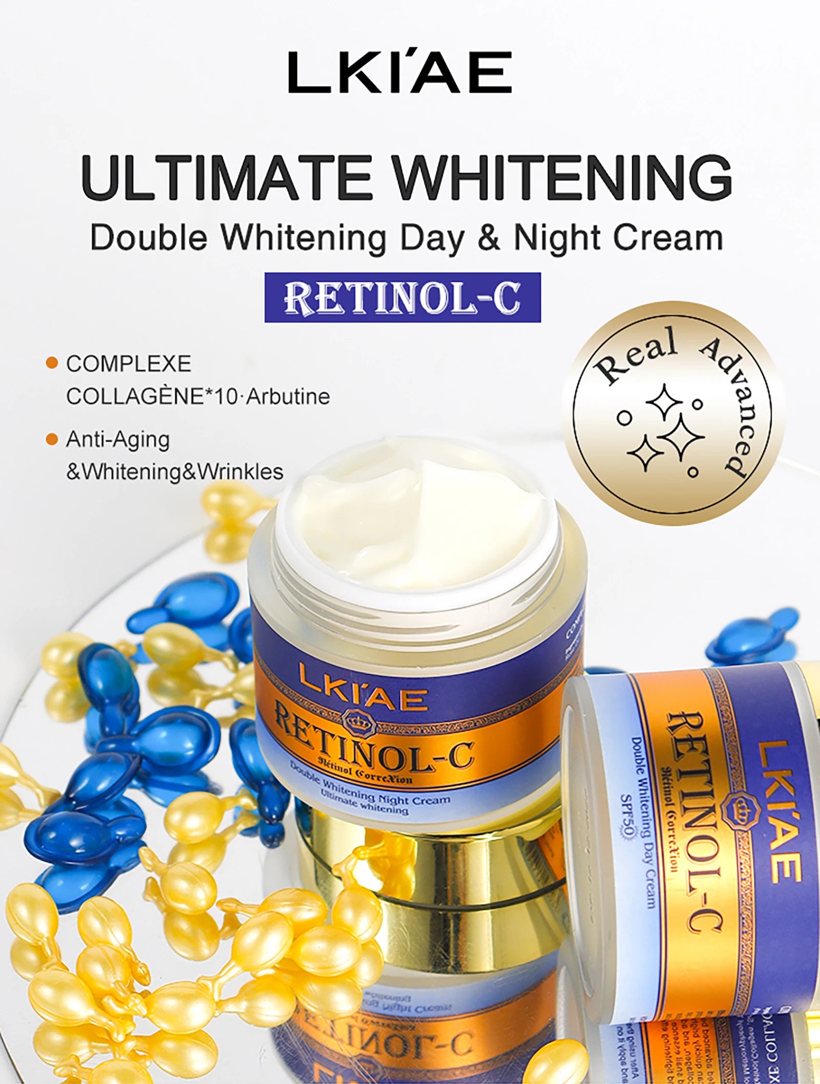 LKIAE Advanced Retinol Whitening Skin Care Set for All Skin Types, Moisturizing, Reduce Wrinkle, Dark Spot, Melanin, Smooth Skin