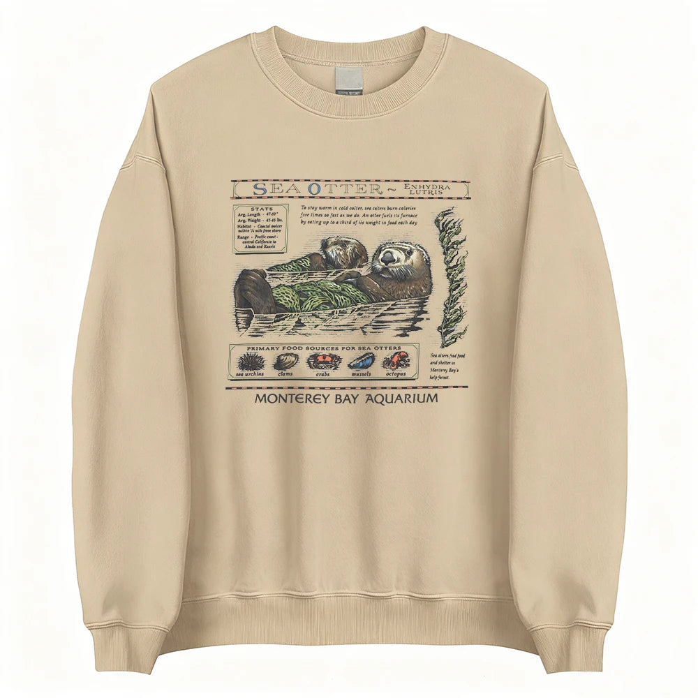Sea Otter Monterey Bay Aquarium Sweatshirt Long Sleeve Female Winter Pullovers Crewneck Women Men Casual Clothing Streetwear