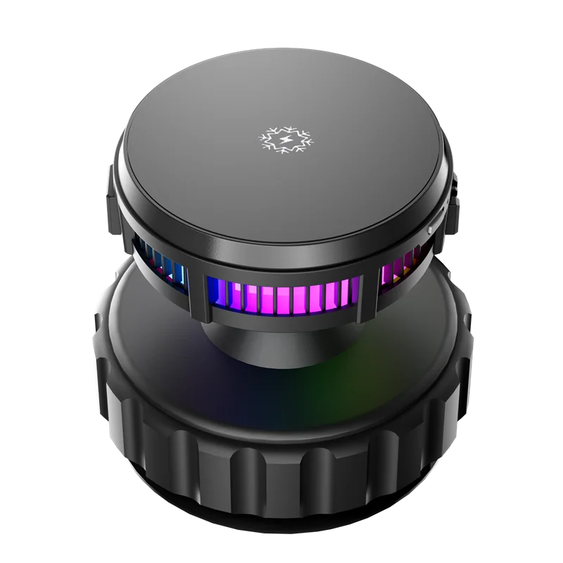 15W Car Magnetic Wireless Charger Phone Stand, Suction Cup with Semiconductor Cooling & Colorful Ambient Lights, 360° Rotatable