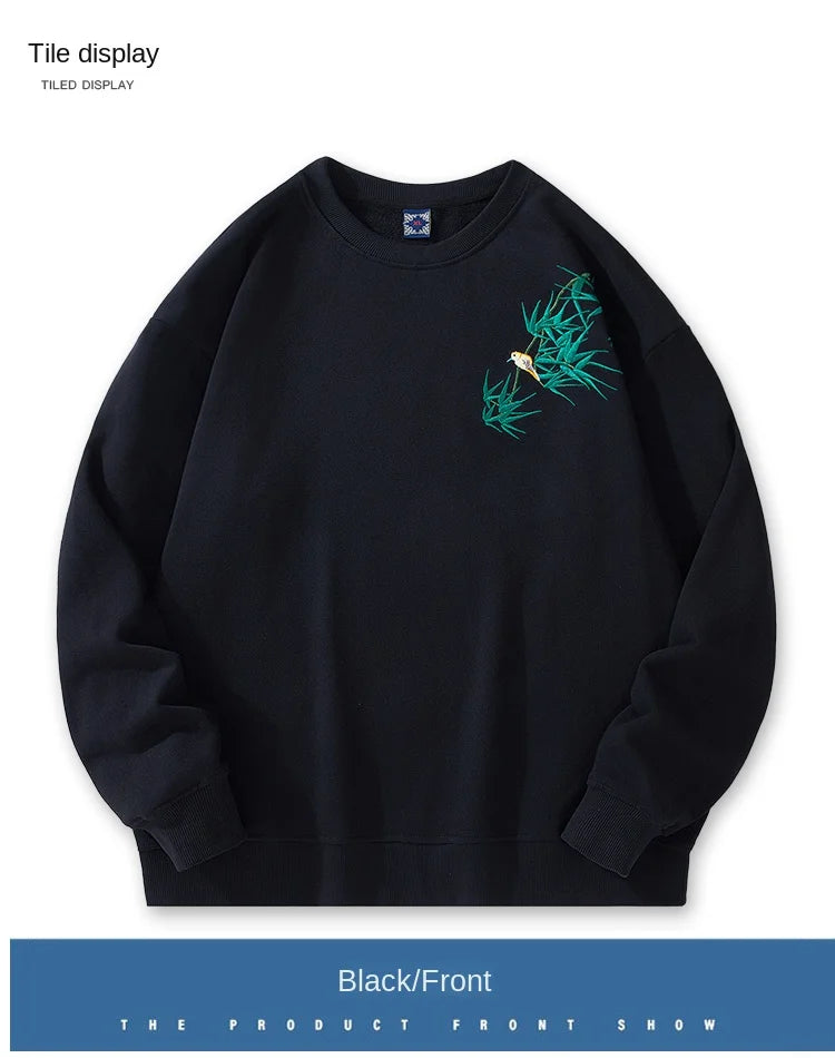 Fashion Crewneck Sweatshirt Men Bear Embroidery Hoodies Women Casual Chinese Panda Bamboo Fleece Designer Harajuku Pullover 2024