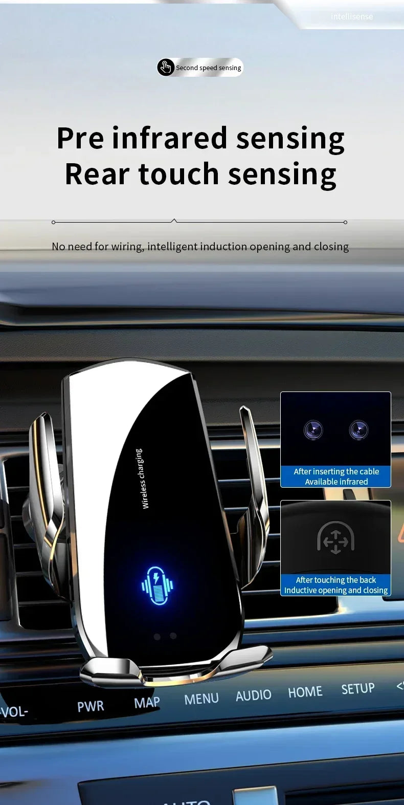 Car Air Vent Wireless Charger Car Phone Holder Infrared Induction for iPhone15 14 13 12 Samsung Xiaomi Fast Charging Station