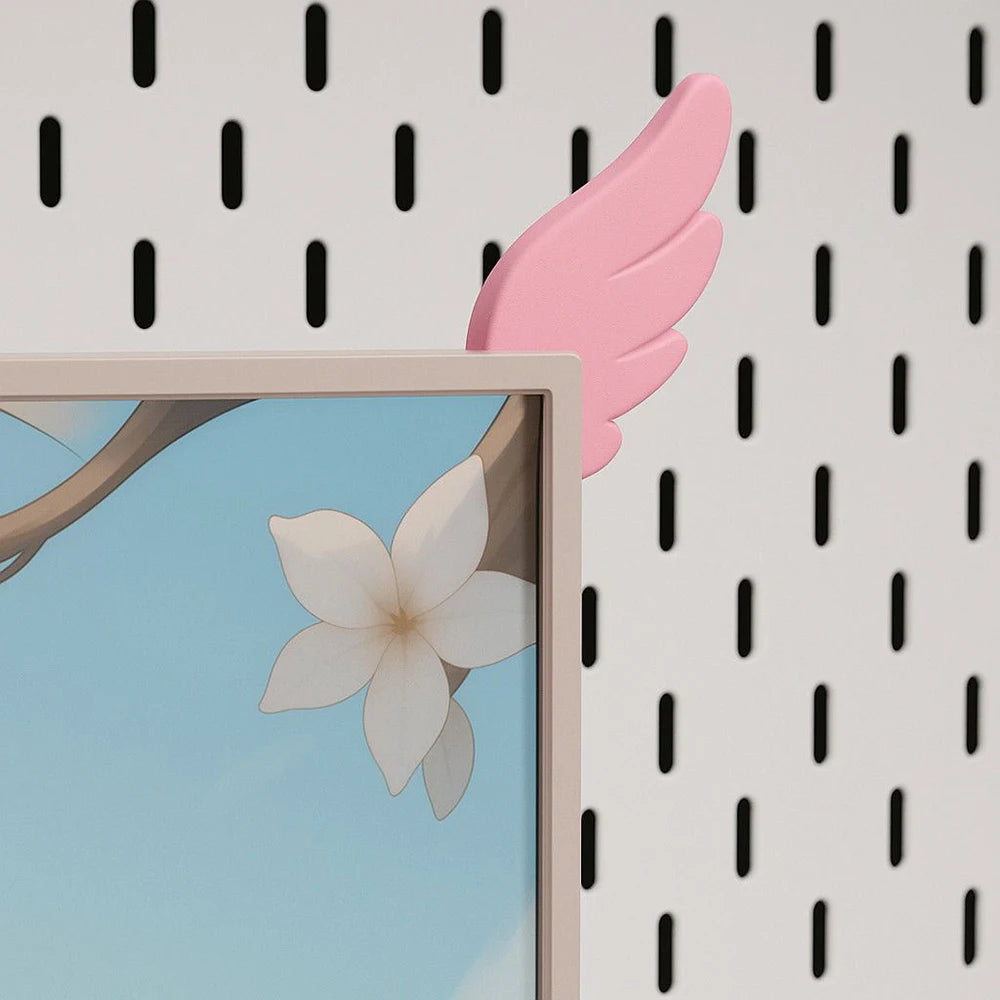 A Pair 3D Printing Cute Decorative Ornaments E-sports Room Pink Wings Monitor Decorative Ornaments Creative Gifts for Friends