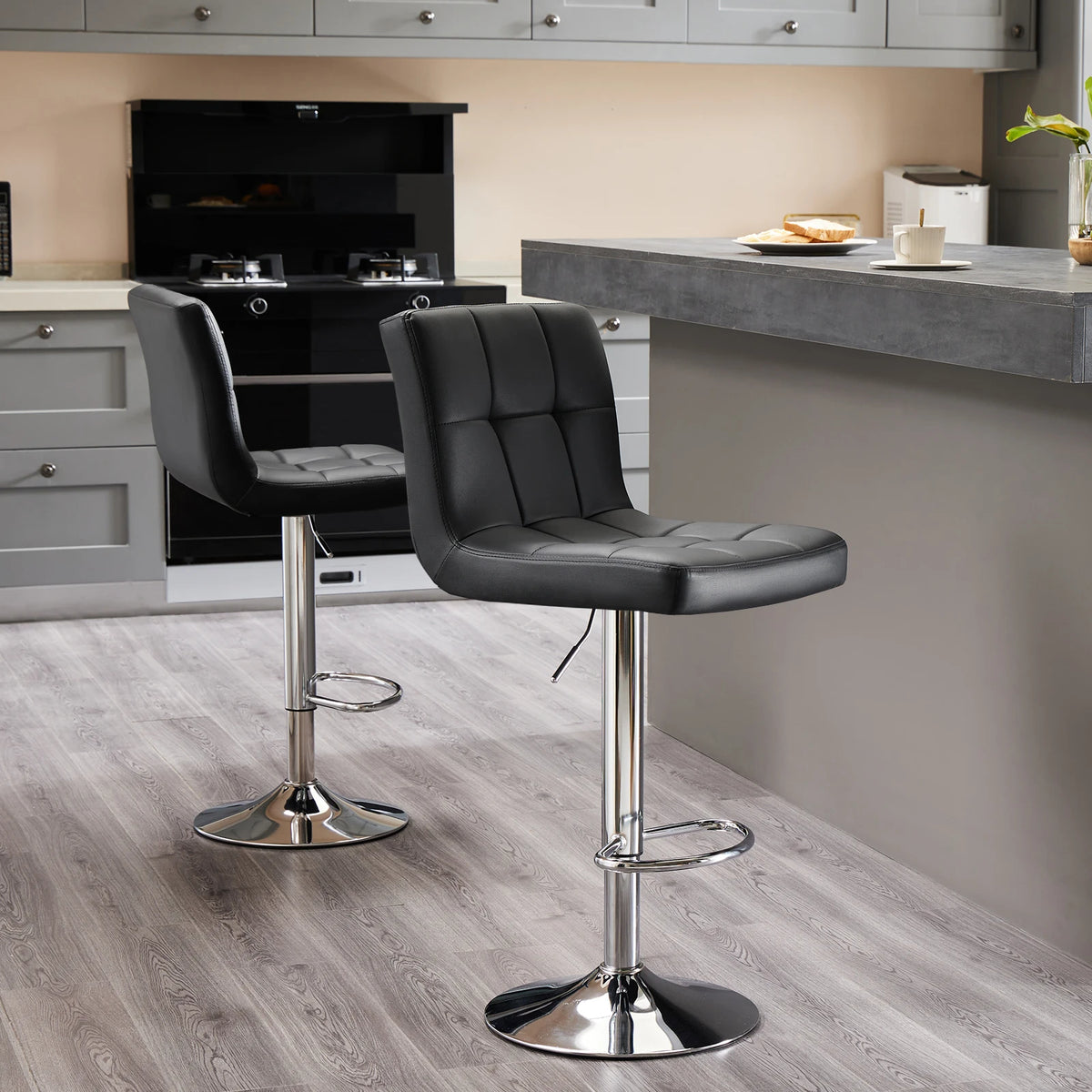 JHK PU Leather Bar Stools Set of 2