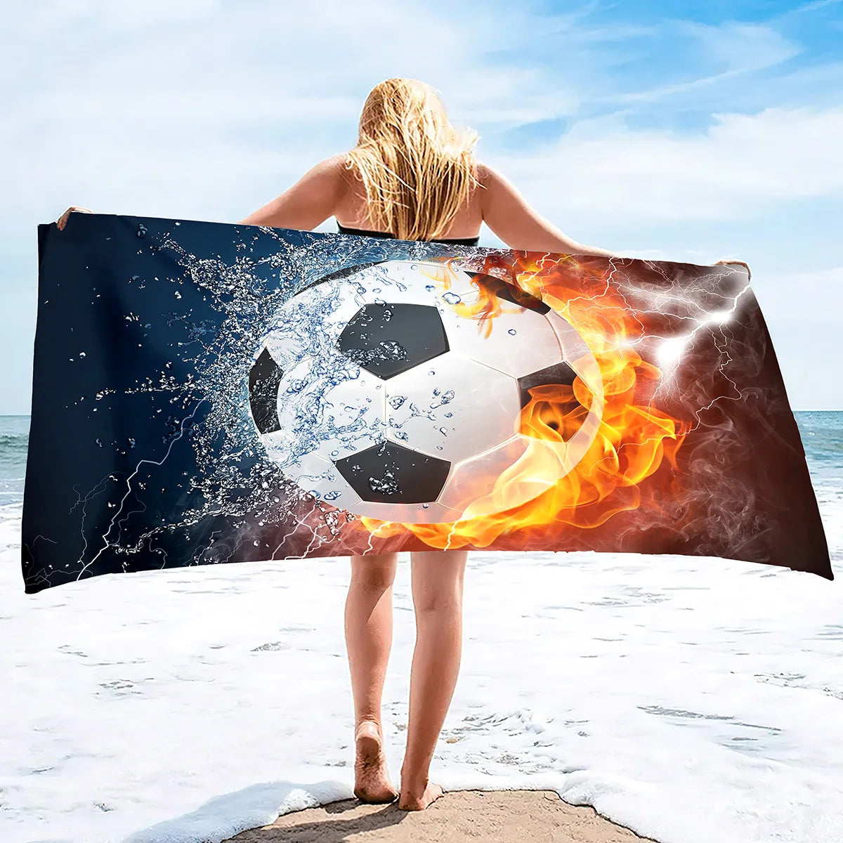 Football Beach Towel Soccer Bath Towel Microfiber Ball Sports Shower Quick Dry Swimming Cover Camping Yoga Mat Bikini Cover Up