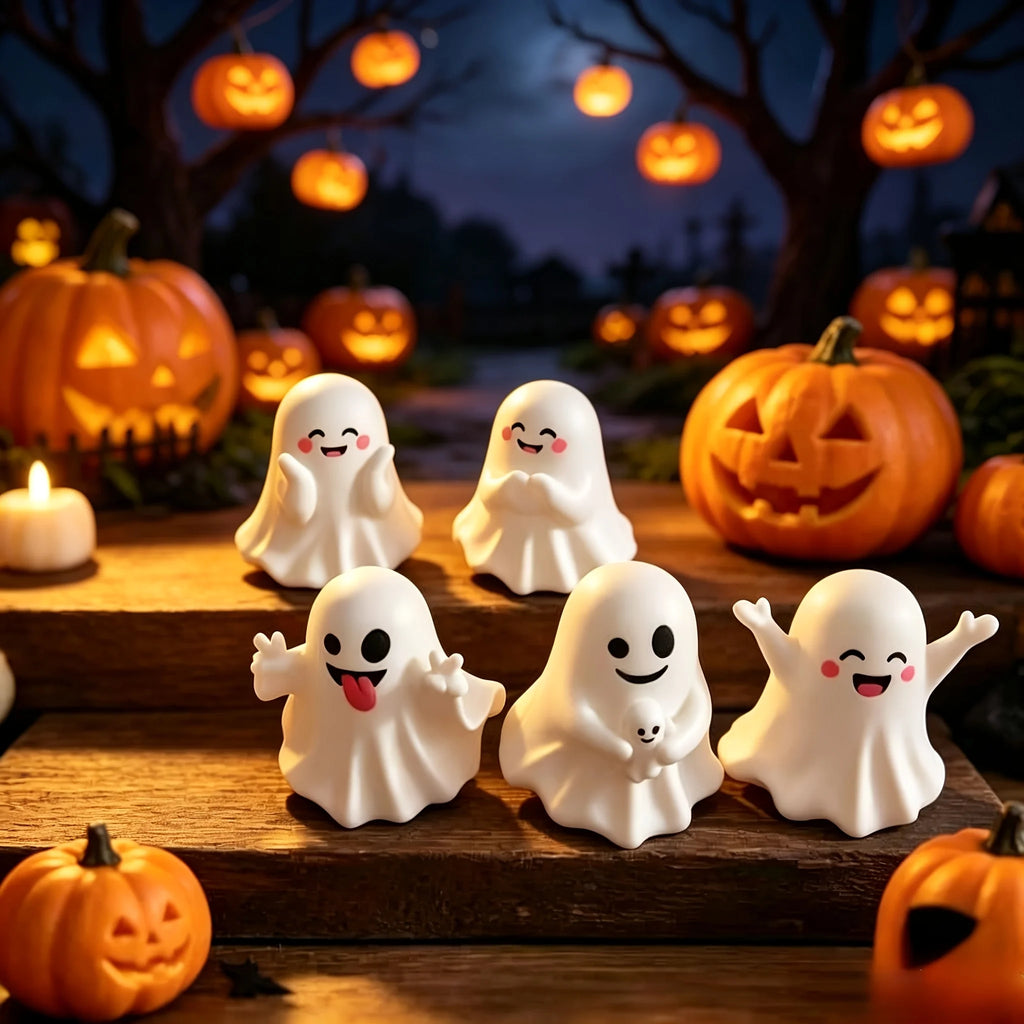 Cartoon Mini Ghost Resin Ornament Halloween Desktop Decoration Small Statues Party Atmosphere Creative Ornament